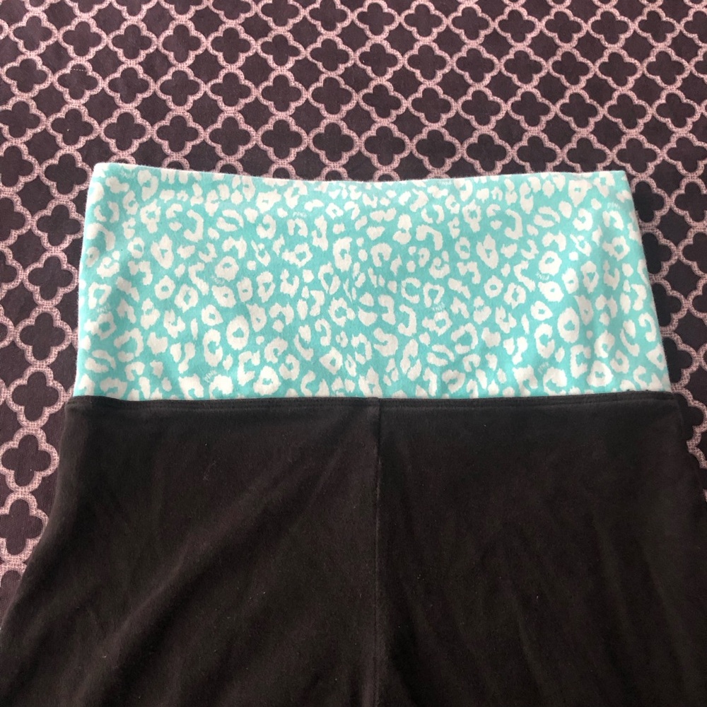 Vtg Victoria's Secret PINK Y2K Foldover Yoga Pants Flare Blue Leopard Small Z10
